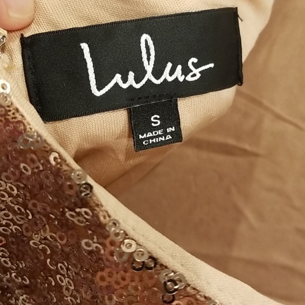 💕LULU'S💕 Delightful Ways Rose Gold Sequin Dress - Picture 11 of 11